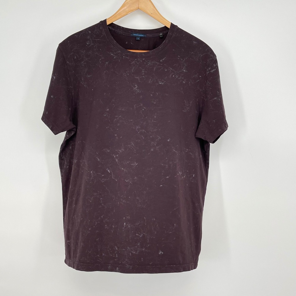 Patrick‎ Assaraf Mens T-Shirt Small S Maroon Marble Print Pima Cotton Casual